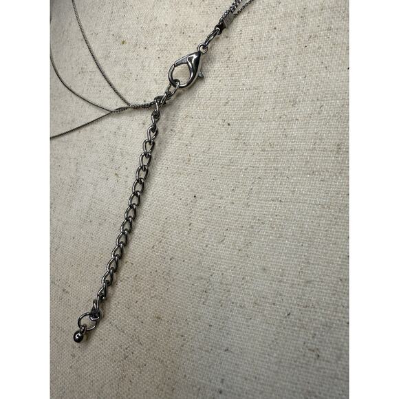 Blue and Clear Glass Faceted Multi-Strand Necklace Silver Tone 22”- 25" Vintage - Picture 7 of 10